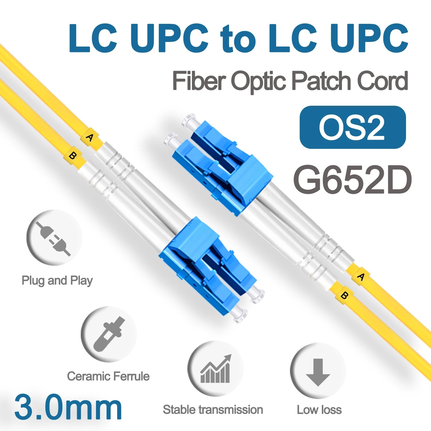 High-Performance LC UPC Fiber Optical Patch Jumper for FTTH and Data Centers